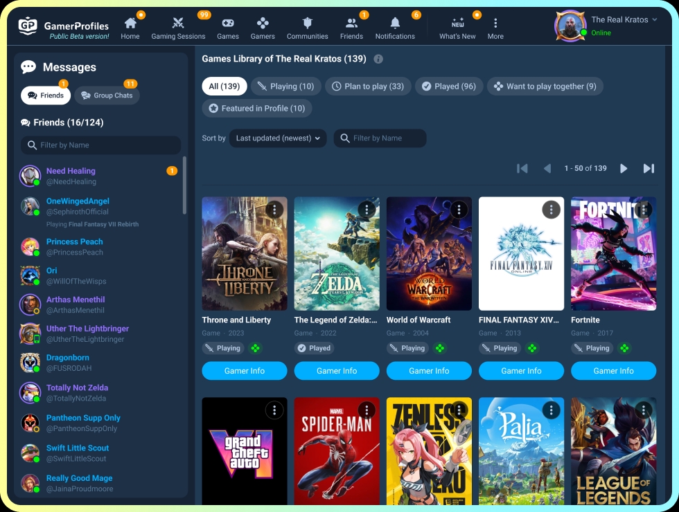 Games Library - GamerProfiles